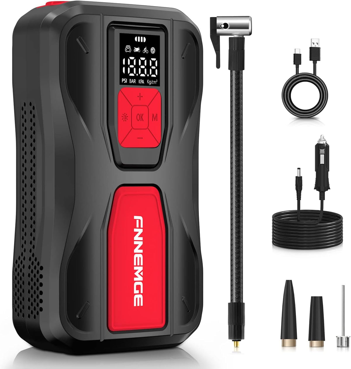 Tire Inflator Portable, 150PSI Cordless Air Compressor, 6000 mAh Li-ion Battery, LED Light O947