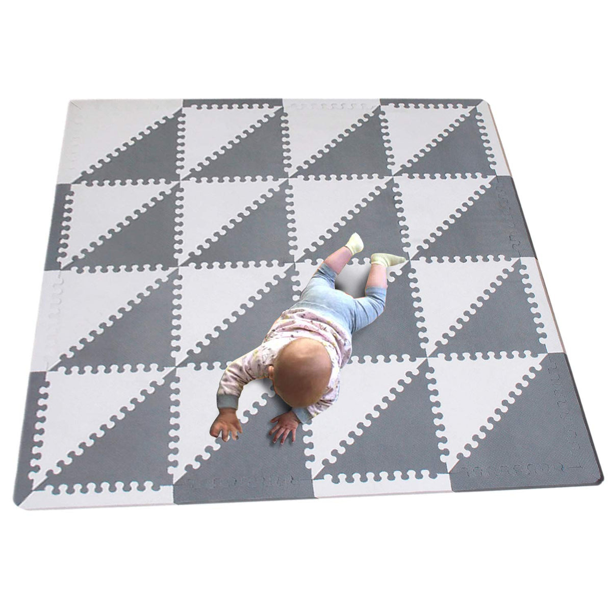 Grey White Triangle Foam Play Mat K14419