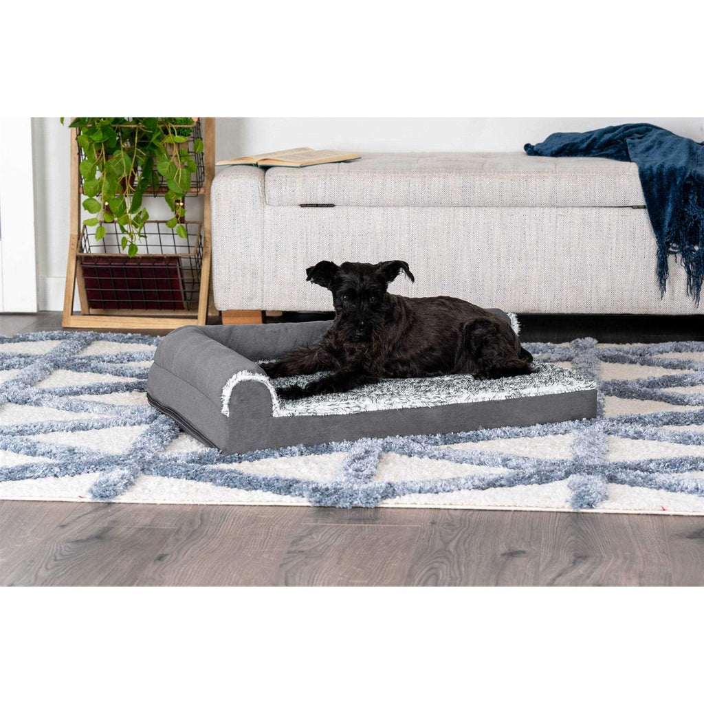 Two-Tone Faux Fur Suede Chaise Lounge Dog Bed U978178