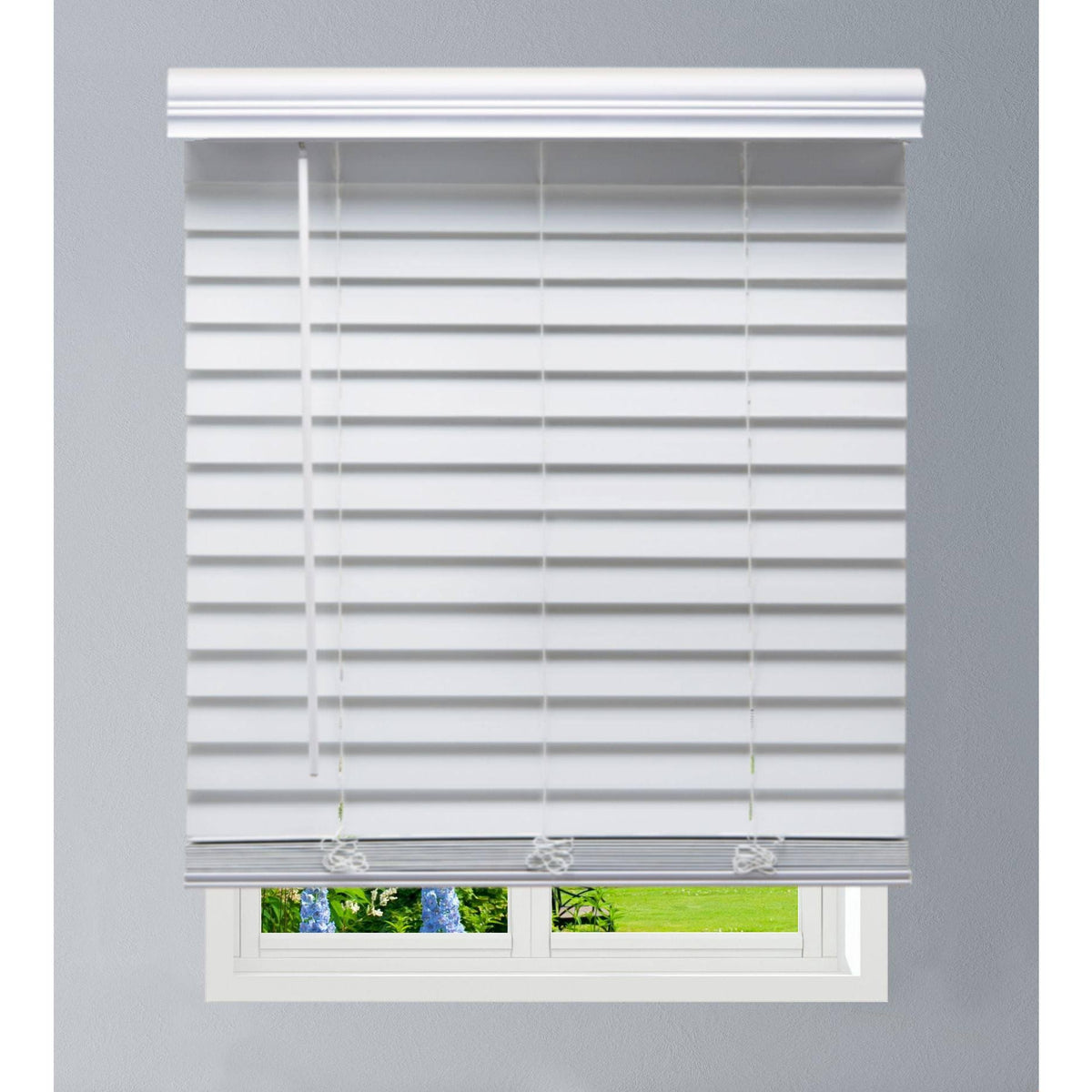 White Faux Wood Cordless Blinds N4734