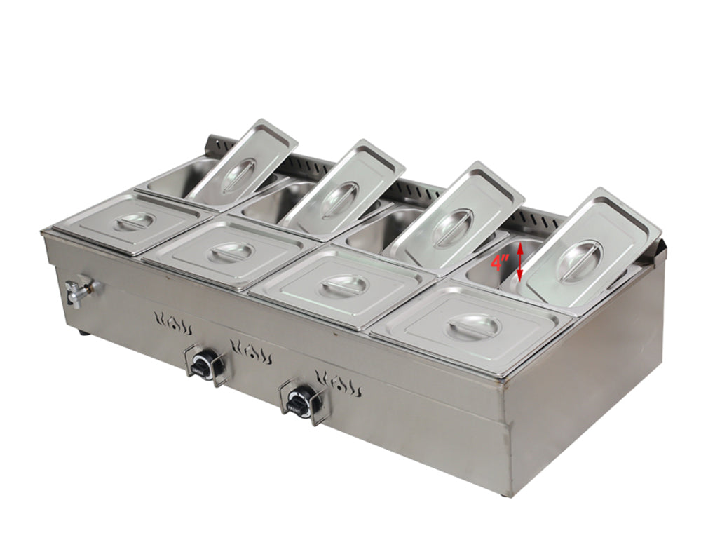 8-Pan LP Gas Food Warmer Propane Kitchen Steam Table M912837