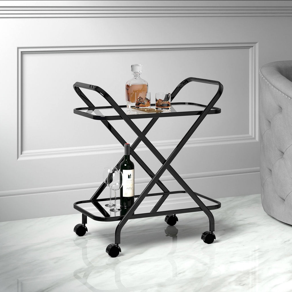 Black 2-Tier Bar Cart X77746