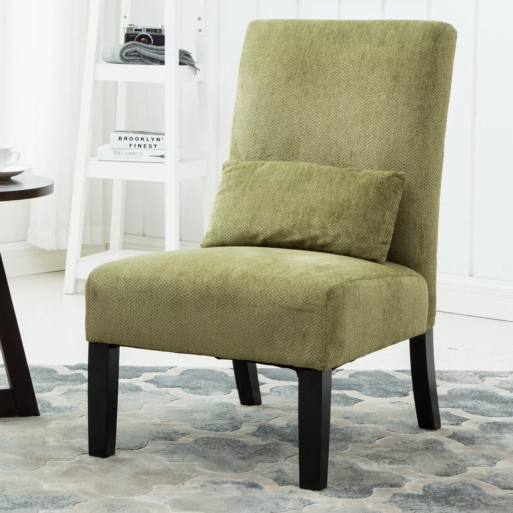 Fabric Armless Accent Chair with Kidney Pillow B633075