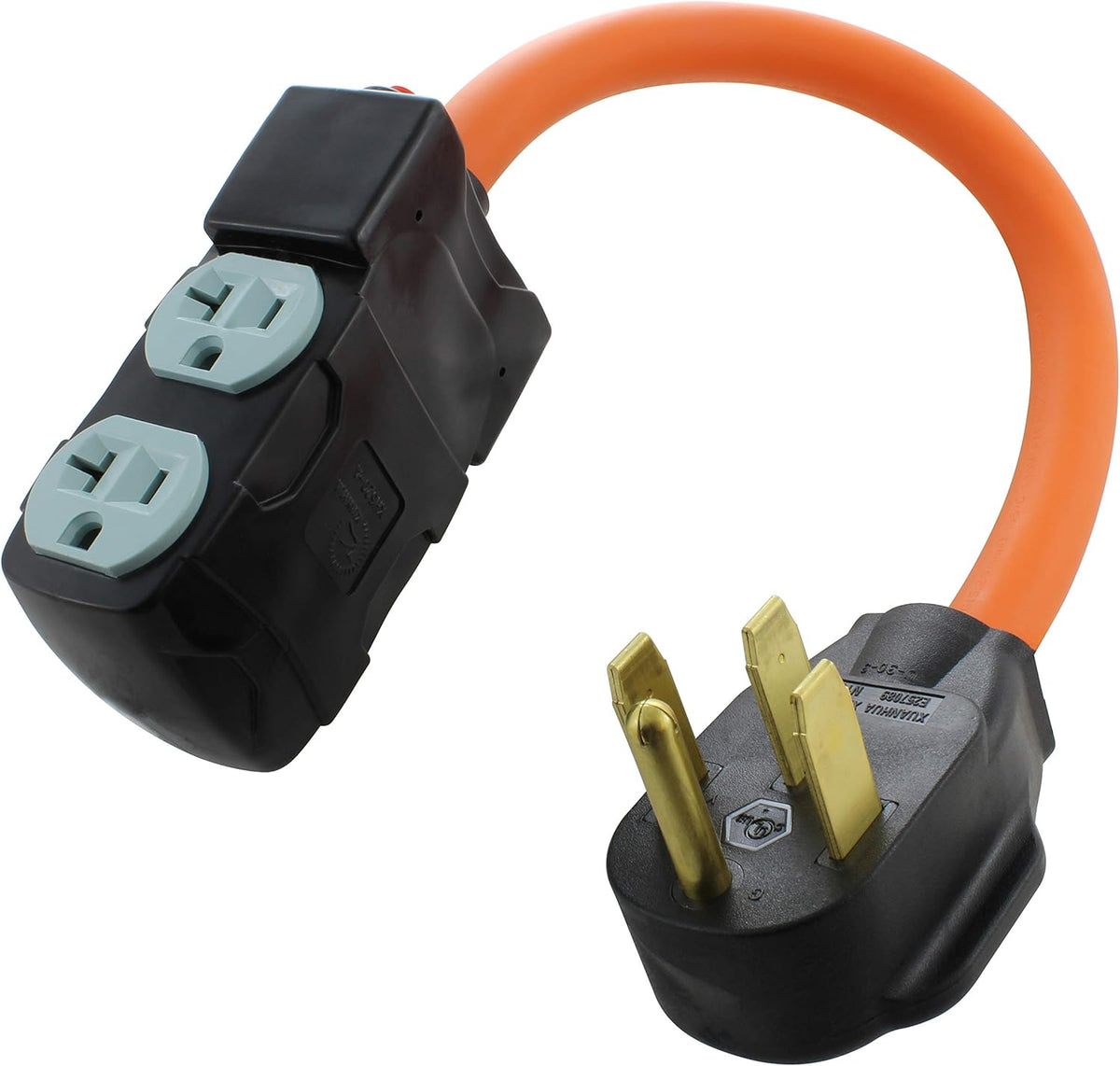 4-Prong 220-Volt Plug to 120-Volt 15/20Amp Household Female Adapter Cord, Pack of 2 G23468