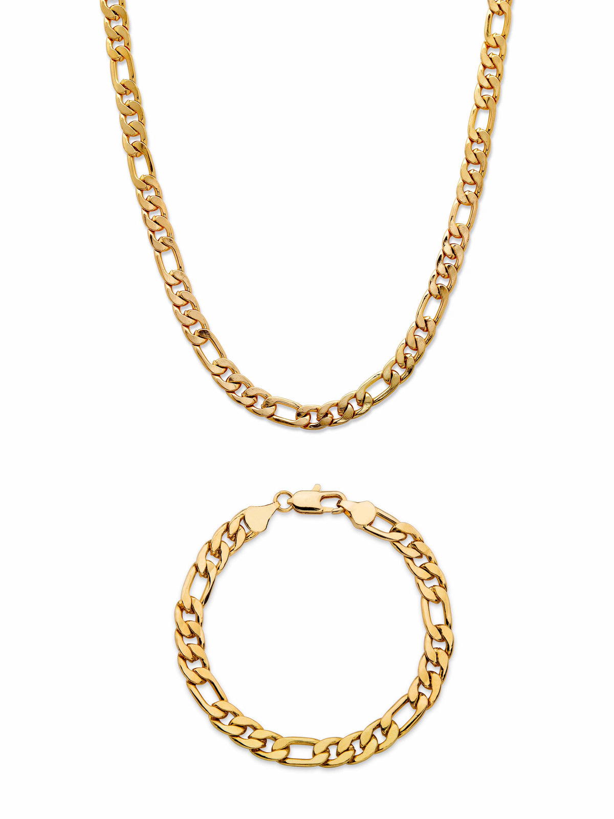 Gold Ion-Plated 2-Piece Chain Necklace and Bracelet Set G2056
