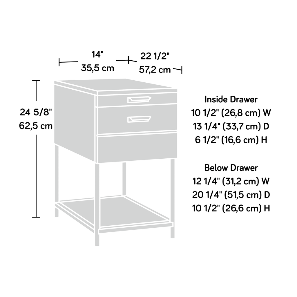 Side Table with Pull Out Tray and Drawer, White F2431