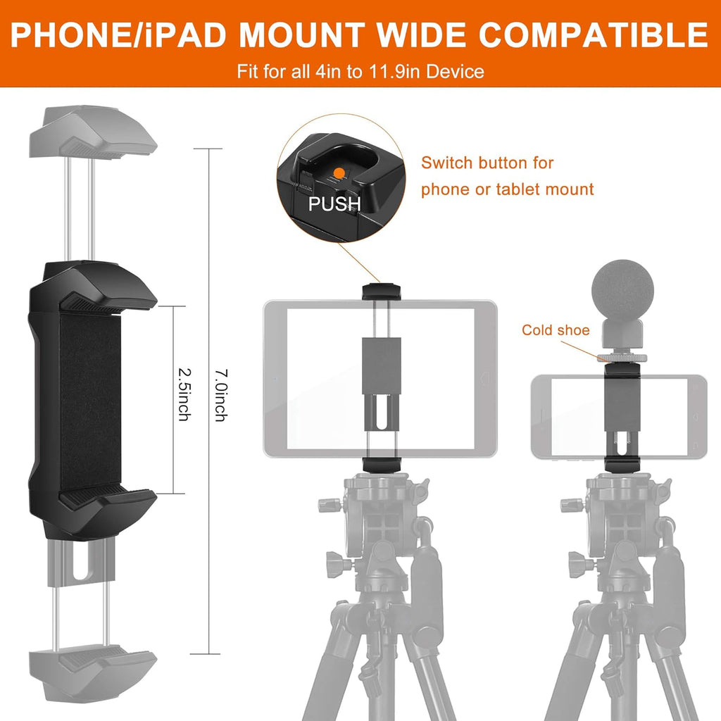 75 inch Tripod with Fluid Head, 2 Quick Release Mounts, Tablet & Phone Mount, Pack of 2 T73157