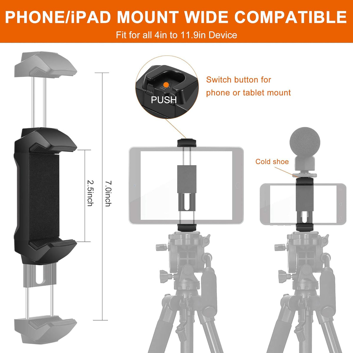 75 inch Tripod with Fluid Head, 2 Quick Release Mounts, Tablet & Phone Mount, Pack of 2 T73157