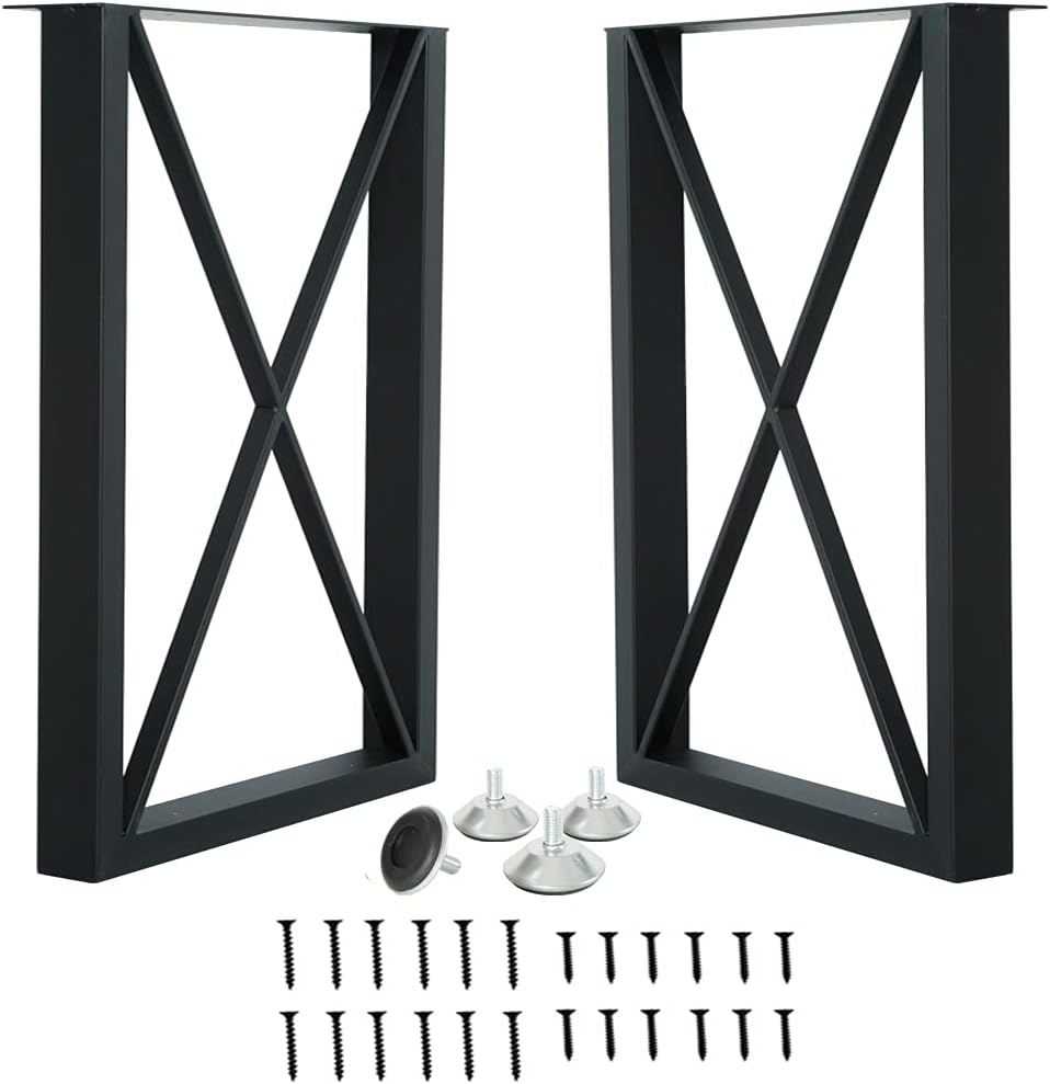 2 Pcs Cast Iron Square Tube Desk Legs 28” Height 20” Wide Q76504