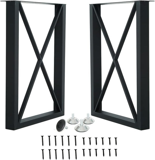 2 Pcs Cast Iron Square Tube Desk Legs 28” Height 20” Wide Q76504